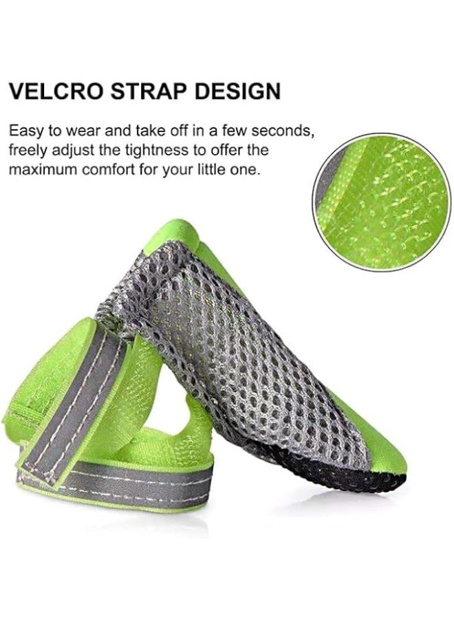 أحذية كلاب صيفية شبكية قوية - واقي كفوف للجراء والكلاب الصغيرة والمتوسطة، مضادة للانزلاق ومقاومة للحرارة، مزودة بشريط عاكس (4 قطع). مقاس(XL) - Image 3