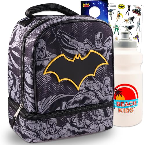 Fast Forward Batman Lunch Box for Boys Set - Batman Lunch Box for Kids Bundle with Water Bottle, Stickers, More | Batman Lunch Bag for Boys - Image 1