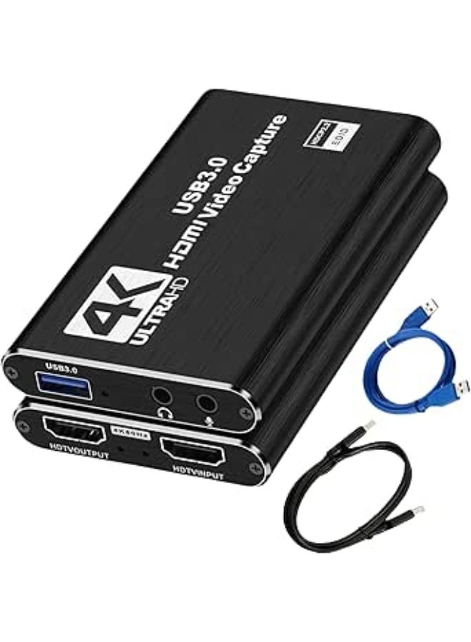 كارت التقاط فيديو HDMI 4K USB 3.0 | جهاز تسجيل صوت وصورة 1080P 60FPS للبث والألعاب متوافق مع أجهزة الألعاب - Image 1