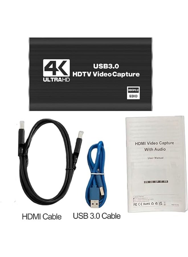 كارت التقاط فيديو HDMI 4K USB 3.0 | جهاز تسجيل صوت وصورة 1080P 60FPS للبث والألعاب متوافق مع أجهزة الألعاب - Image 2
