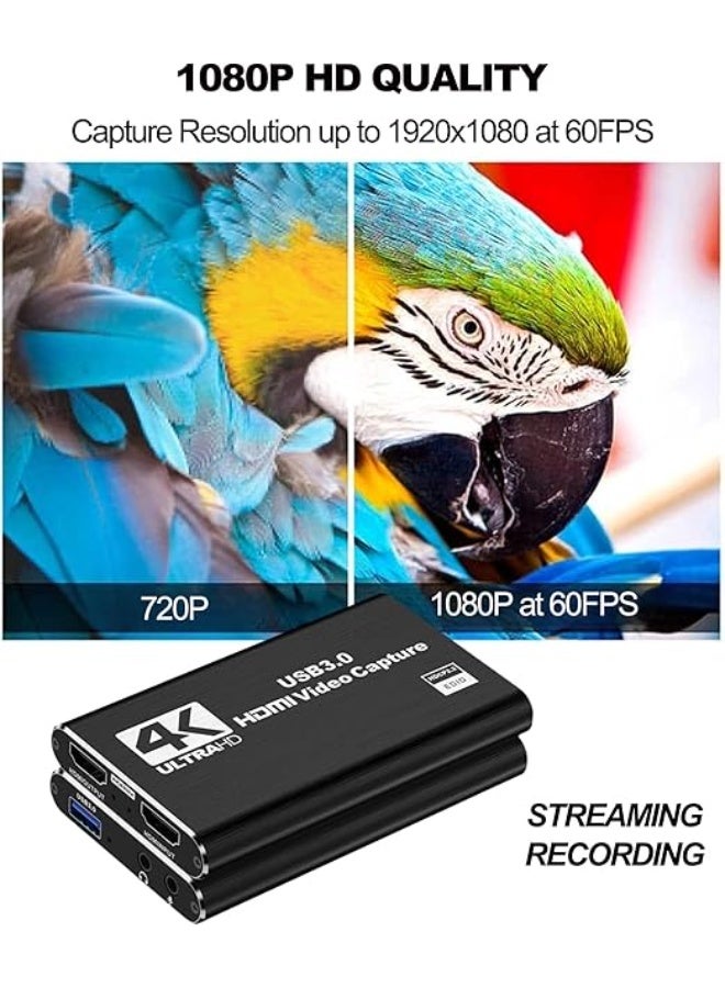 كارت التقاط فيديو HDMI 4K USB 3.0 | جهاز تسجيل صوت وصورة 1080P 60FPS للبث والألعاب متوافق مع أجهزة الألعاب - Image 5