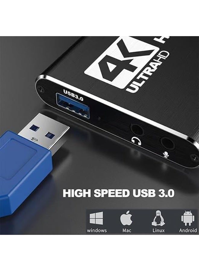 كارت التقاط فيديو HDMI 4K USB 3.0 | جهاز تسجيل صوت وصورة 1080P 60FPS للبث والألعاب متوافق مع أجهزة الألعاب - Image 4
