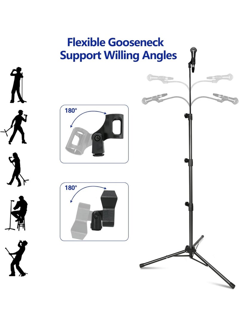 ET-LIFE Boom Microphone Stand - Gooseneck Tripod Design Adjustable Height 3'- 6' with Mic Clips Microphone Stand for Singing - Image 3
