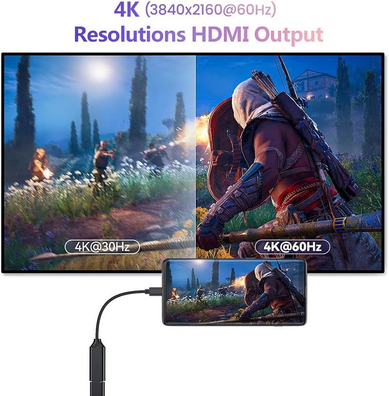 Raycue USB C to HDMI Adapter (4K@60Hz), USB Type-C to HDMI Adapter [Thunderbolt 3/4 Compatible] with iPhone 15 Pro/Max, MacBook Pro/Air 2023, iPad Pro, iMac, S23, XPS, Surface and More - Image 2