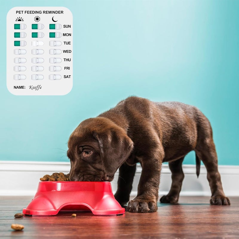 Coolrunner Pet Feeding Reminder Pet Feeding Reminder for Dogs Cats Pet Feed Reminder Magnetic or Double Sided Adhesive Prevent Overfeeding (A Pattern) - Image 3