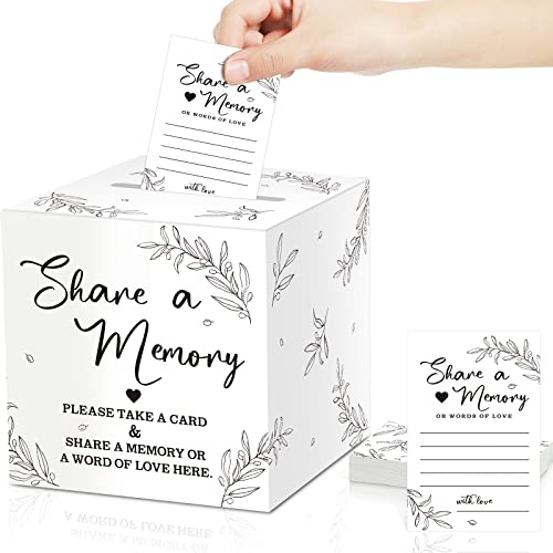 Pajean 50 Pcs Greenery Share a Memory Cards for Collections of Life Memory Cards Box Guest Card Ideas for Funeral Graduation