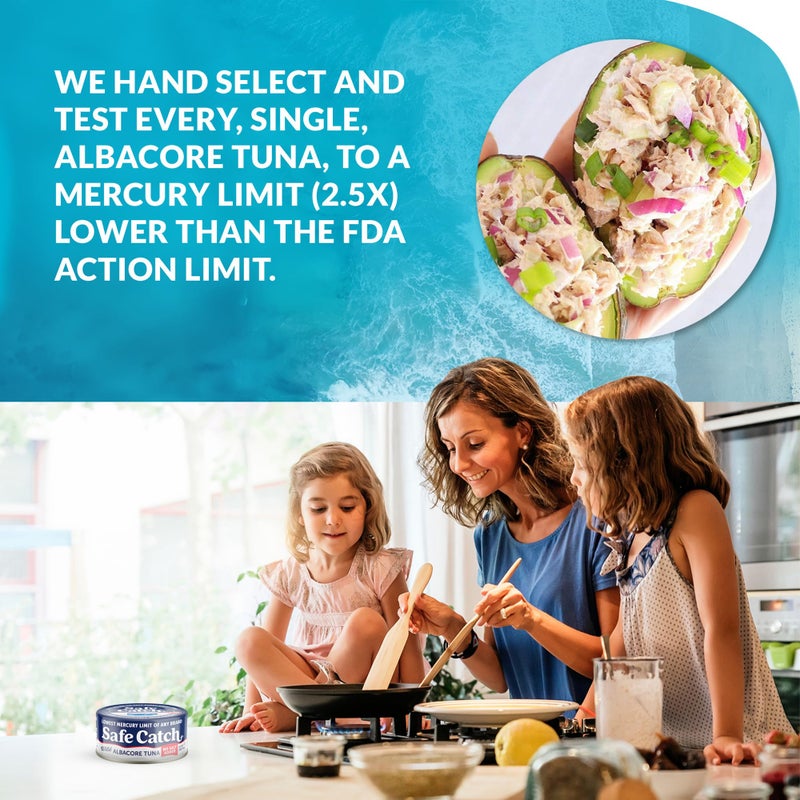 Safe Catch Canned Lowest Mercury Limit Albacore Tuna Fish No Salt Added, Wild Caught, Gluten-Free, Kosher, Keto, 5oz Can, 6-Pack - Image 3