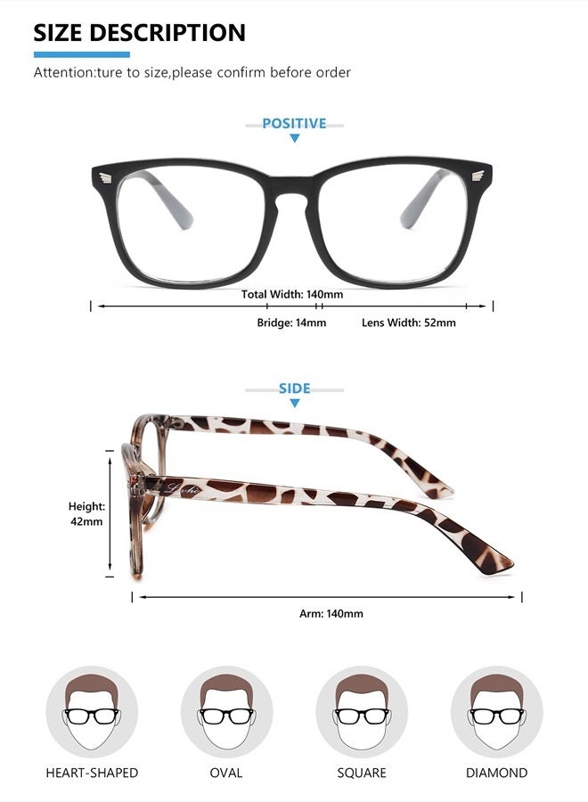 livho 2 Pack Blue Light Blocking Glasses, Computer Reading/Gaming/TV/Phones Glasses for Women Men,Anti Eyestrain & UV Glare (Matte Black+Leopard)  - Image 3