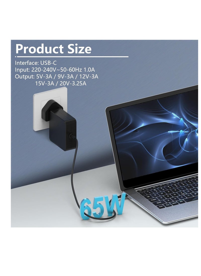 ماركة غير محددة 65 واط USB C Chromebook شحن سريع كابل إمداد الطاقة محول متوافق على نطاق واسع مع الأجهزة المتعددة مع واجهة Type-c  - Image 4
