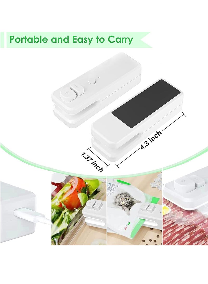 Excefore Mini Bag Sealer USB Rechargeable, 2 in 1 Heat Sealer and Cutter, Handheld Heat Vacuum Sealer for Plastic Bags Food Storage Snacks Freshness (Grey) - Image 4