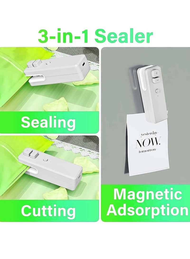 Excefore Mini Bag Sealer USB Rechargeable, 2 in 1 Heat Sealer and Cutter, Handheld Heat Vacuum Sealer for Plastic Bags Food Storage Snacks Freshness (Grey) - Image 2