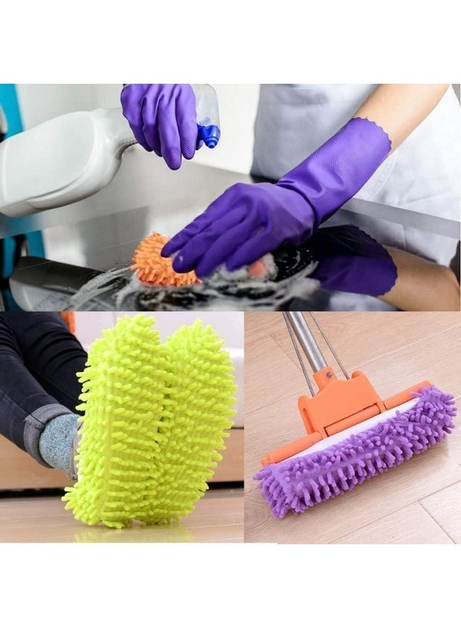 Microfiber Mop Slippers Washable Floor Cleaning Shoe Covers Reusable Lazy Mopping Socks - 5 Pairs - Image 2