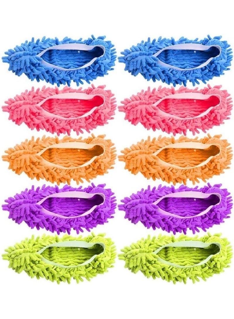 Microfiber Mop Slippers Washable Floor Cleaning Shoe Covers Reusable Lazy Mopping Socks - 5 Pairs - Image 4