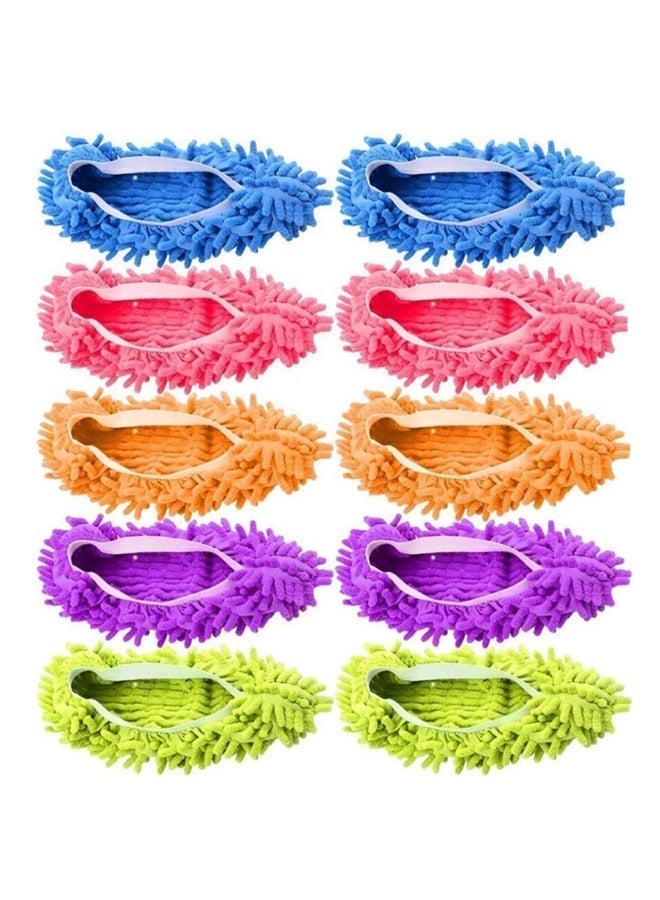 Microfiber Mop Slippers Washable Floor Cleaning Shoe Covers Reusable Lazy Mopping Socks - 5 Pairs - Image 1