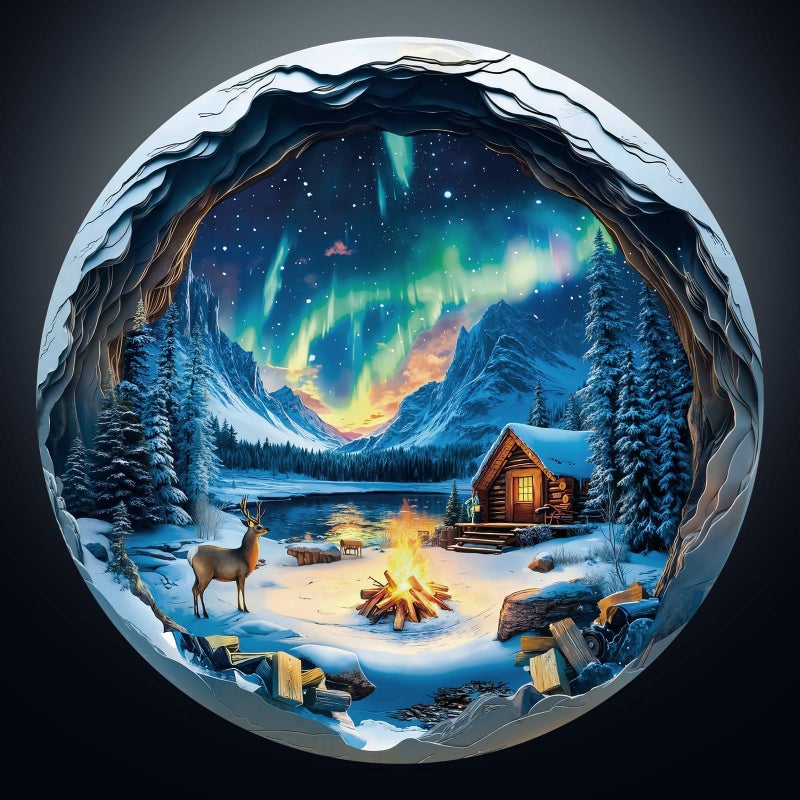 Artipuz 1000 Piece Round Jigsaw Puzzle for Adults 3D Visual Aurora World 268 Diameter Stress Relief Cognitive Challenge Ideal Mindfulness Gift for Family Game Night Artistic Wall Decor - Image 3
