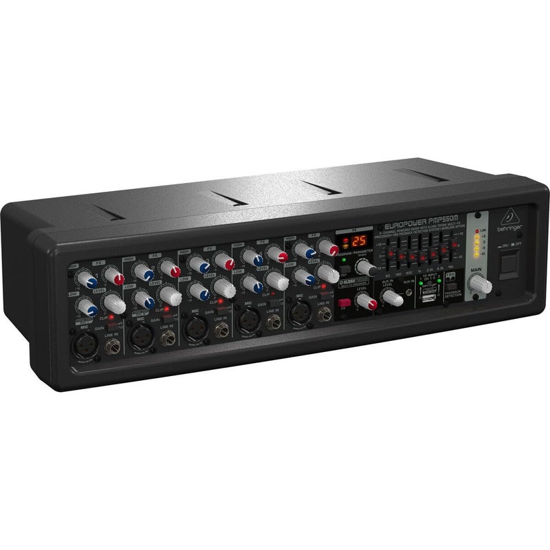 Behringer EUROPOWER PMP550M 500 Watt 5 Channel Powered Mixer with Klark Teknik MultiFX Processor FBQ Feedback Detection System and Wireless Option - Image 2