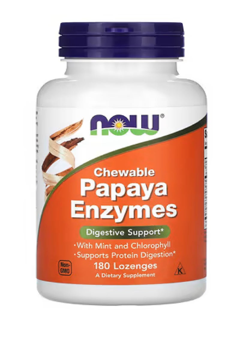 now Chewable Papaya Enzymes, 180 Lozenges - Image 1