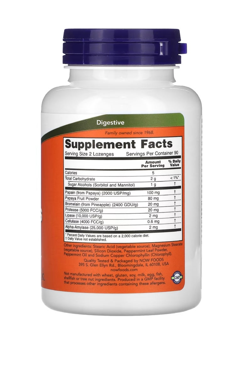 now Chewable Papaya Enzymes, 180 Lozenges - Image 2