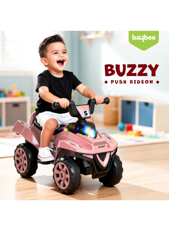 بيبي سيارة بايبي بازي للأطفال، سيارة أطفال قابلة للركوب بمقبض دفع، أضواء، موسيقى ومقعد واسع | سيارة دفع للأطفال الرضع | سيارة دفع للأطفال من عمر سنة إلى 3 سنوات (أزرق) - Image 2