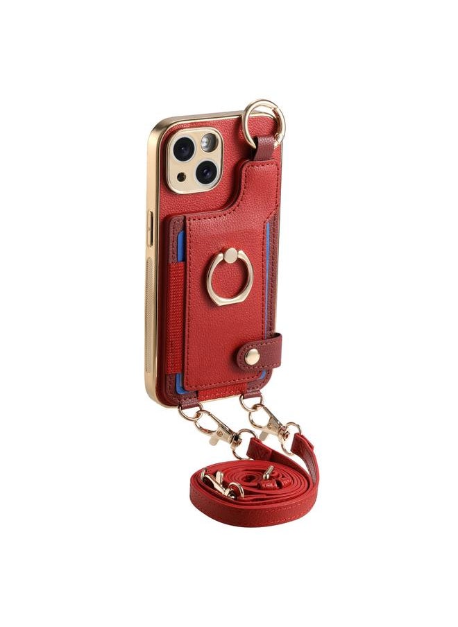 erorex Case For iPhone 15 Plus Fashion Ring Card Bag Phone Case with Hang Loop  - Image 3