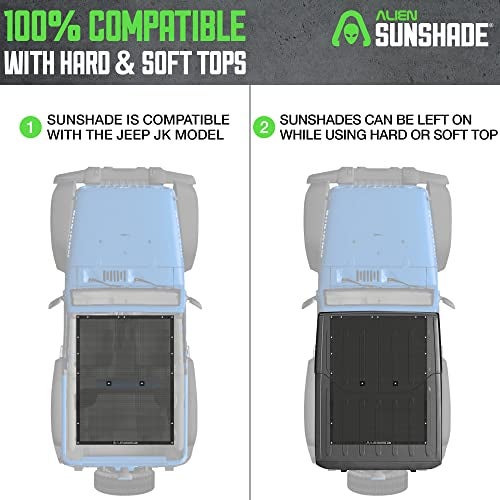 Alien Sunshade Jeep Wrangler JK Black (2007-2018) Full Length Mesh Sun Shade for JK 2 Door - Blocks UV, Jeep Gifts, Wind, Noise - Bikini Jkini Top Cover for Sport, Sport S, Sahara, Rubicon - Image 4