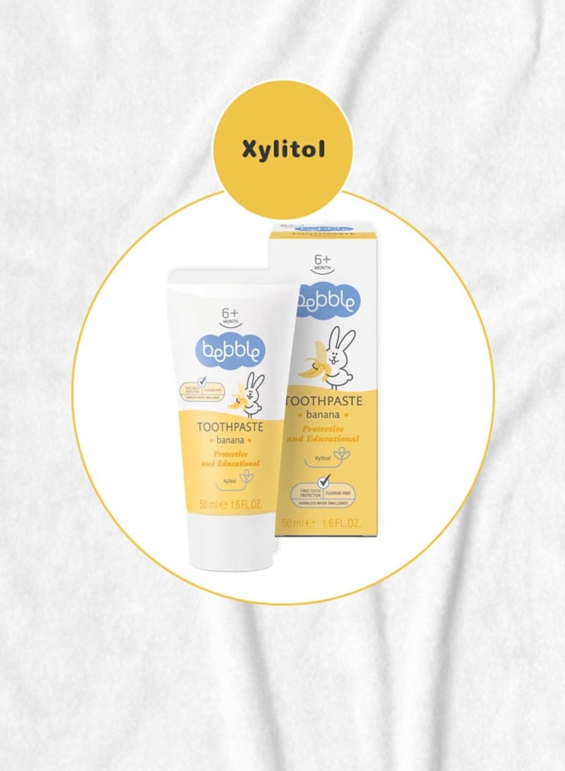 bebble معجون أسنان للأطفال بنكهة الموز | خالٍ من الفلورايد | آمن للبلع | 50 مل - Image 2