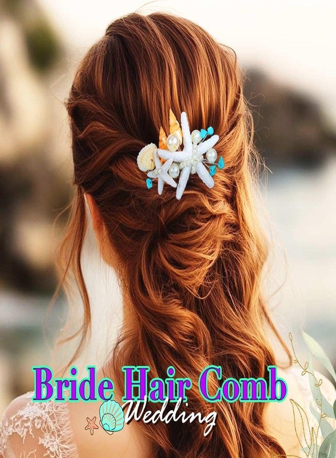 Asooll Starfish Hair Comb Silver Shell Hair Accessories Pearl Boho Bridal Hair Pieces for Women - Image 4