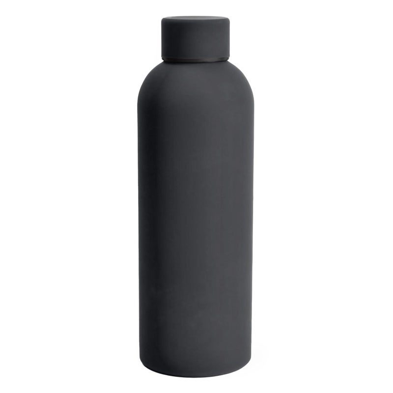 SuperGeneriX 17oz Matte Finish Stainless Steel Water Bottle Vacuum Insulated Travel Bottle 12 hrs Hot 18 hrs Cold Smooth Rubber Finish Water Bottle Black
