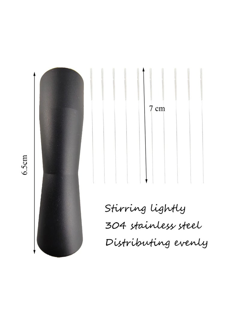 Espresso WDT Distribution Tool with Prong Design and Anodized Aluminum Handle (Black) - Precision Stirrer Needle for Even Coffee Grounds Distribution