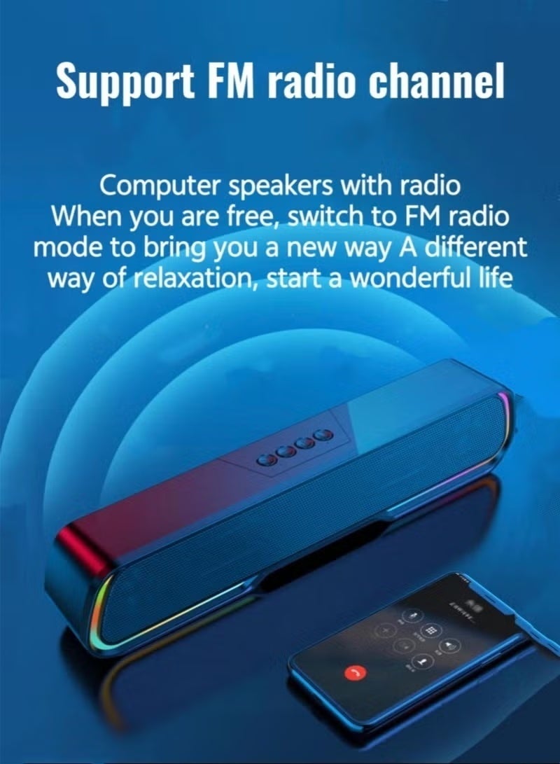 Arabest Computer Speakers Bluetooth Speakers USB Powered RGB Lighting Bluetooth 5.0 And 3.5mm Aux Computer Gaming Speakers for Desktop/Laptop/PC/Mobile Phone - Image 4