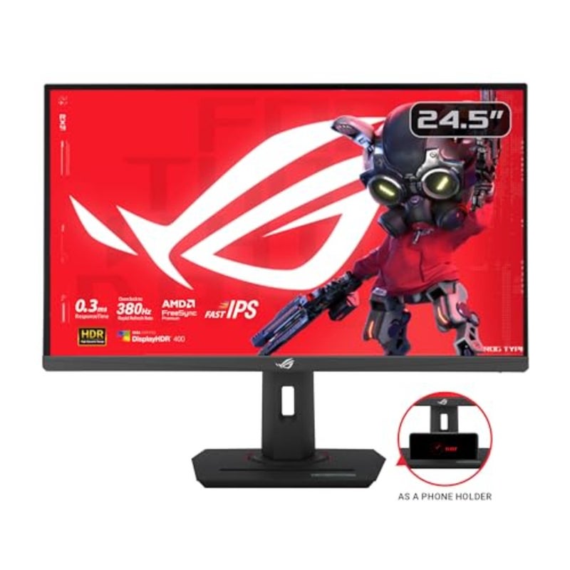 ROG Strix XG259QNS eSports Gaming Monitor: 25 inch 24.5 inch viewable FHD (1920 x 1080), 380 Hz (OC), Fast IPS, 1 ms GTG (0.3 ms minimum), HDR, DisplayWidget Center - Black - Image 2