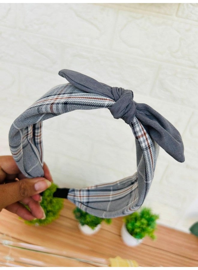 Radhya Accessories Korean Handmade Soft Padded Stretchable Adjustable Knot Hairband for Women Fancy Party Wedding Rabbit Hairband Headband Hair Accessories For Women & Girls (1 pc) (grey, 1 pc) - Image 1