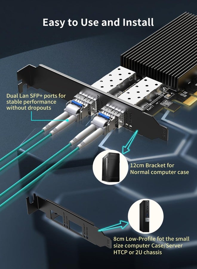 NICGIGA 10Gb Dual LAN SFP+ PCI-e Network Card, Intel 82599 (X520) Controller, NICGIGA 10Gbps Ethernet Adapter, 2 x 10Gbe SFP Port, 10G NIC Card, Supports Windows/Windows Server/Linux/VMware - Image 5