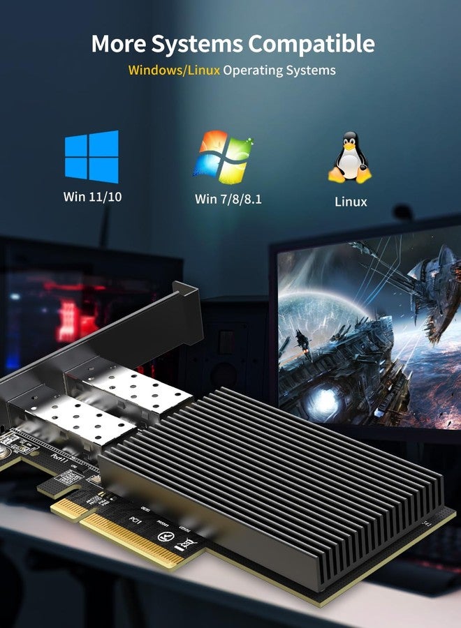 NICGIGA 10Gb Dual LAN SFP+ PCI-e Network Card, Intel 82599 (X520) Controller, NICGIGA 10Gbps Ethernet Adapter, 2 x 10Gbe SFP Port, 10G NIC Card, Supports Windows/Windows Server/Linux/VMware - Image 4