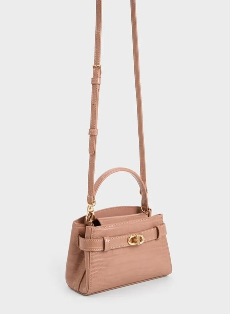 Charles & Keith Metal Buckle Strap Tote Shoulder Bag - Image 3