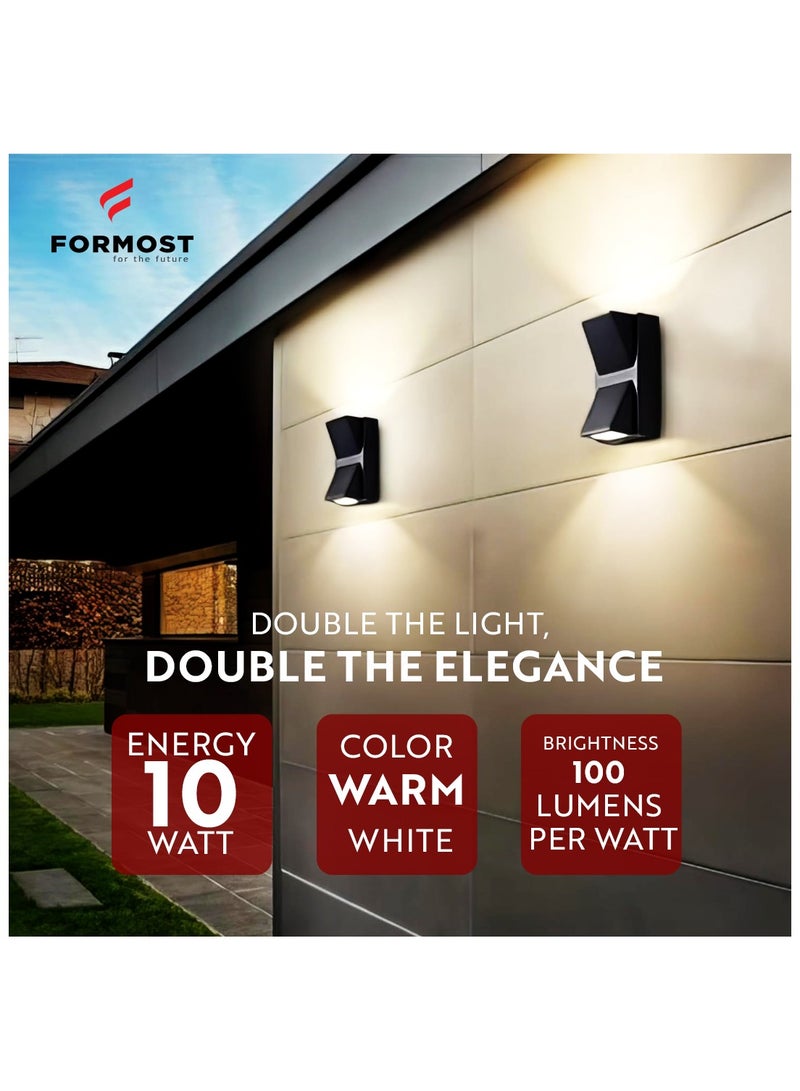 FORMOST FORMOST K Shape LED Wall Light Outdoor 6W | Waterproof 2 Way Up and Down Light | Pack of 6  - Image 2
