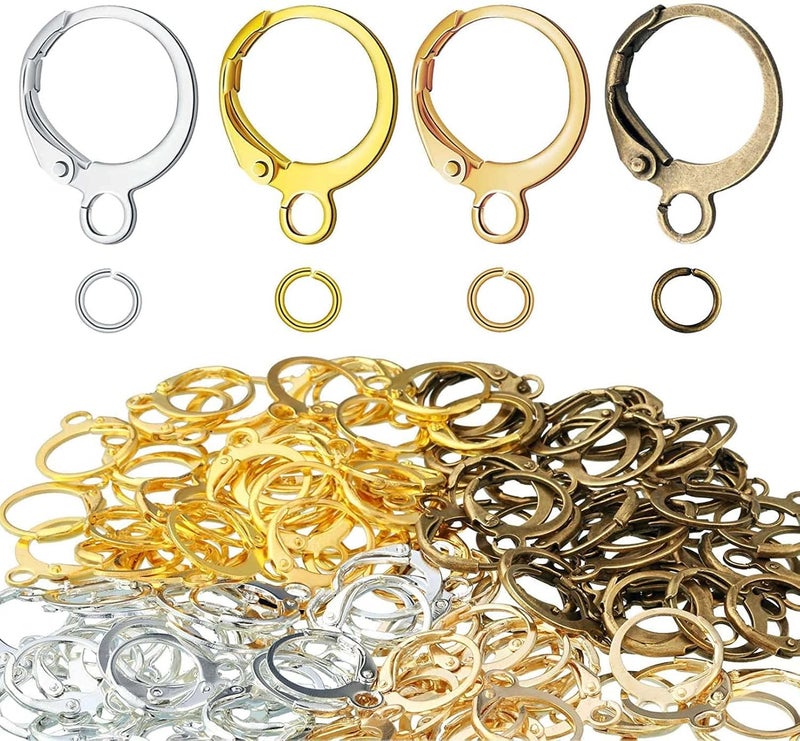 DIY Crafts DIY Crafts 20 Pcs Set, Bronze, Round Lever Earring Hooks with Open Jump Rings Set, Round French Hook Ear Wire and DIY Jump Hooks for Women Jewelry Crafts Making, Ra(20 Pcs Set, Bronze)  - Image 1