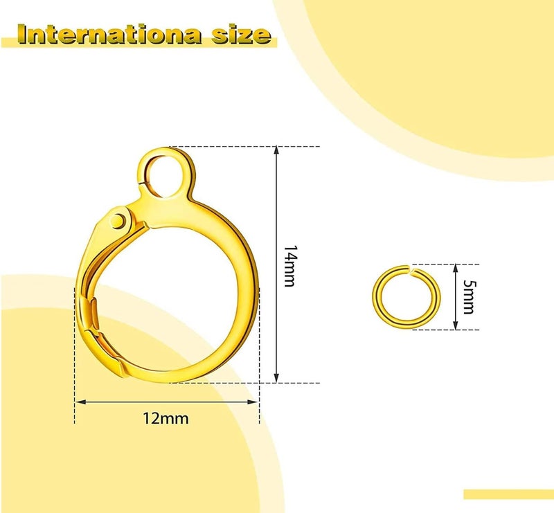 DIY Crafts DIY Crafts 20 Pcs Set, Bronze, Round Lever Earring Hooks with Open Jump Rings Set, Round French Hook Ear Wire and DIY Jump Hooks for Women Jewelry Crafts Making, Ra(20 Pcs Set, Bronze)  - Image 3