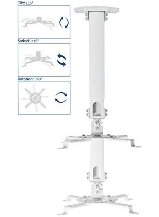 Universal Extending Ceiling Projector Mount Height Adjustable Projection White Mount Vp02W