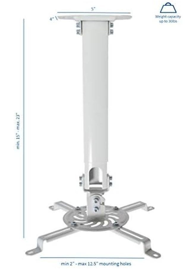 Universal Extending Ceiling Projector Mount Height Adjustable Projection White Mount Vp02W