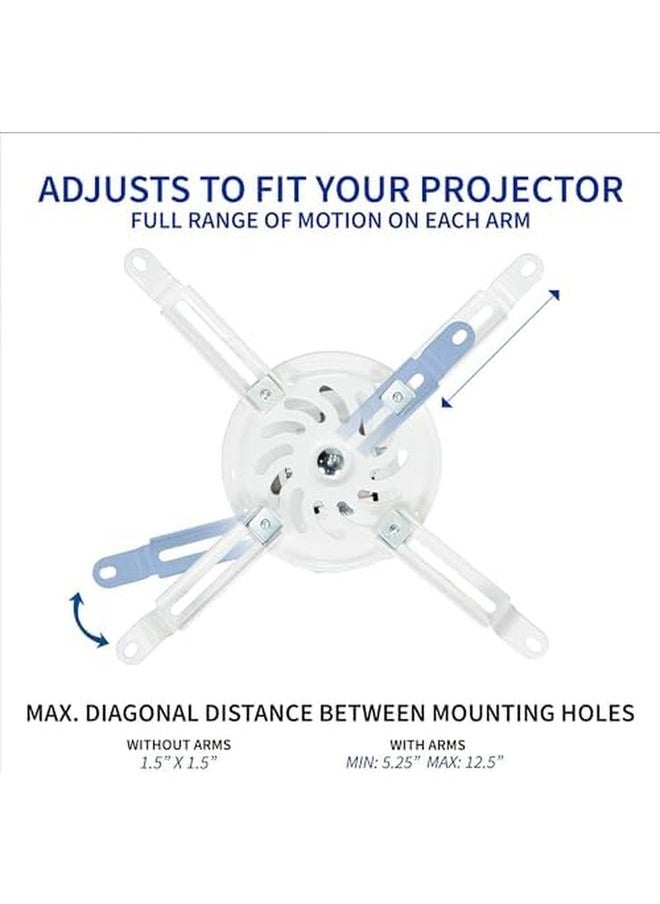 Universal Extending Ceiling Projector Mount Height Adjustable Projection White Mount Vp02W