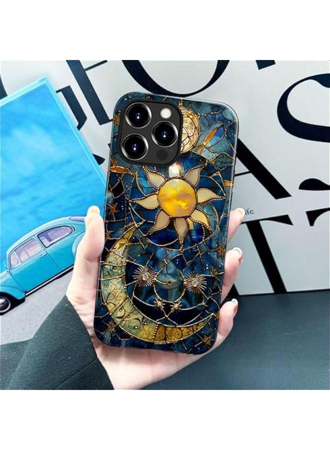 Arabest Case Compatible with iPhone 14 Pro - Glossy Hybrid Durable Shockproof Phone Cover,Cases for Woman Girl - Moon Stars Celestial Glass - Image 5