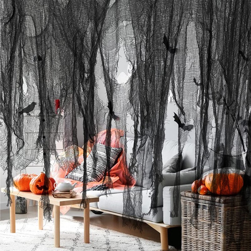 Halloween Gauze Drapery Terror Props Decoration White 76cm x 183cm White 76cm x 183cm