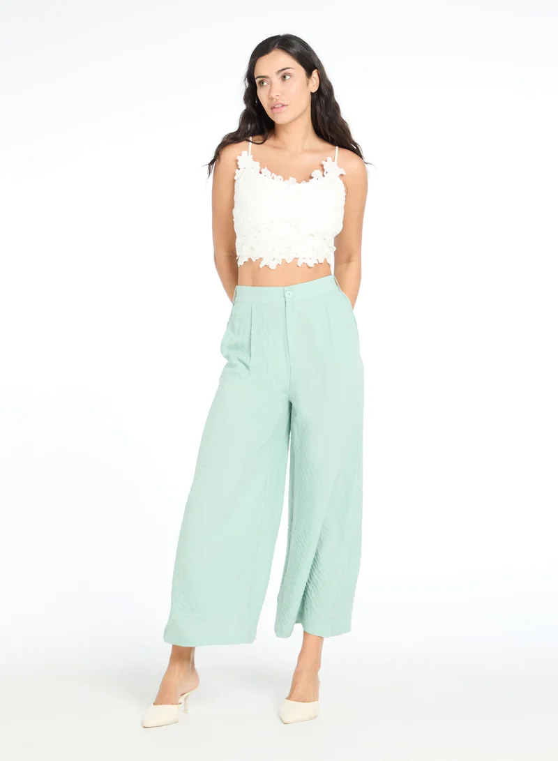 White Floral Lace Smocked Cami