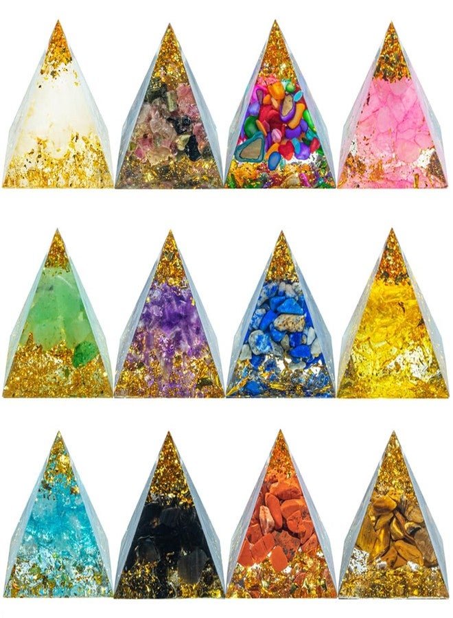 AierCrystal 1.18inch Mini Natural Crystal Pyramid Energy Generator Quartz Amethyst Reiki Healing Crystal Chakra Resin Pyramid Meditation Tool Home Decor (12PCS) - Image 1