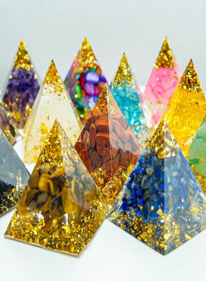 AierCrystal 1.18inch Mini Natural Crystal Pyramid Energy Generator Quartz Amethyst Reiki Healing Crystal Chakra Resin Pyramid Meditation Tool Home Decor (12PCS) - Image 5
