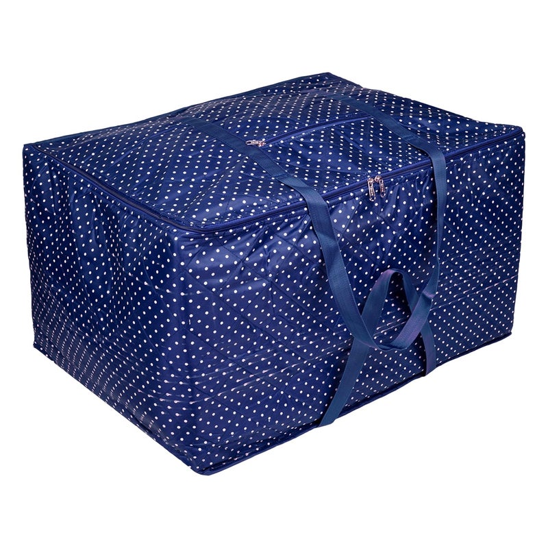 Kuber Industries Storage Bag Polyester Travel Duffle Bag Foldable Underbed Storage Bag Dot Print Storage Bag For Clothes with Handle Large Blue - Image 2