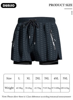 DUNISO Men's Swimming Trunks with Compression Liner, Double Layer Quick Dry Beach Shorts with Adjustable Belt Loose Breath Swim Shorts with Zipper Pockets Suits for Beach and Swimming  - Image 4