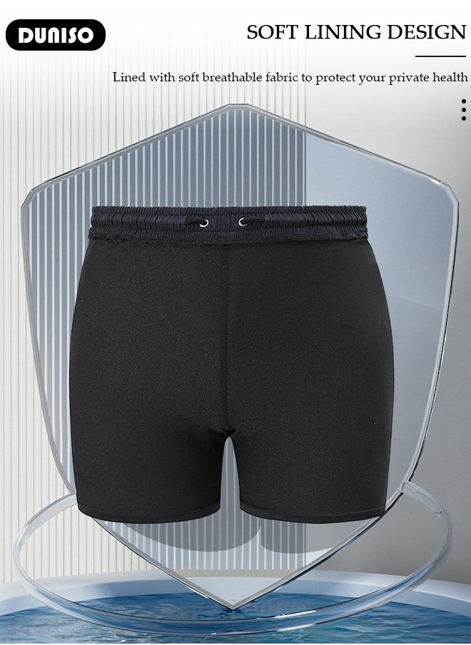 DUNISO - Men's Swimming Trunks with Compression Liner, Double Layer Quick Dry Beach Shorts with Adjustable Belt Loose Breath Swim Shorts with Zipper Pockets Suits for Beach and Swimming - Image 1
