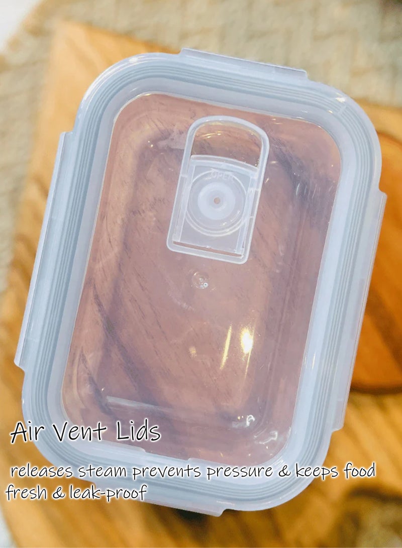 توشيونيكس وعاء زجاجي لتحضير الوجبات T114607 (840 مل) - وعاء زجاجي محكم الإغلاق لتخزين الطعام من البورسليكات مع غطاء، 2 حجرة، آمن للاستخدام في الميكروويف والفرن - Image 5